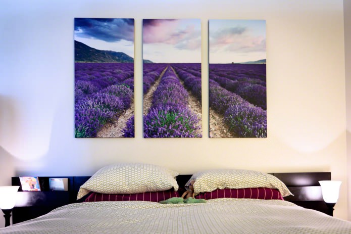 Peinture modulaire avec des fleurs pour la chambre