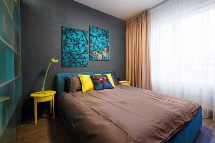 peinture modulaire moderne dans la chambre à coucher