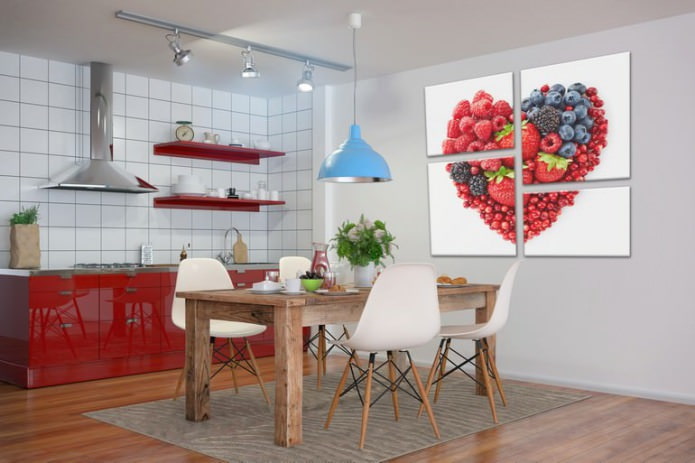 Peinture modulaire moderne dans une cuisine