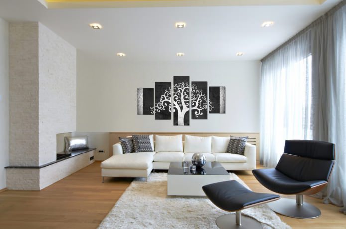 Peinture modulaire moderne dans un salon