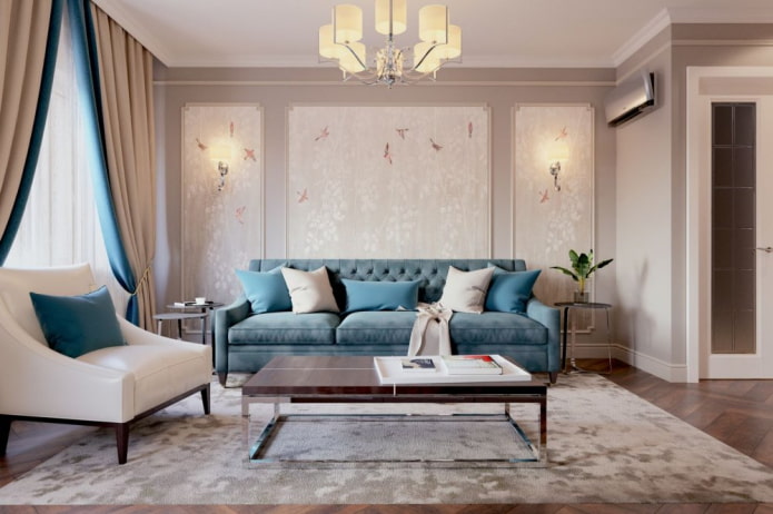 moulures murales à l'intérieur dans un style néoclassique