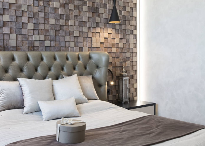 Carrelage mosaïque en bois dans la chambre