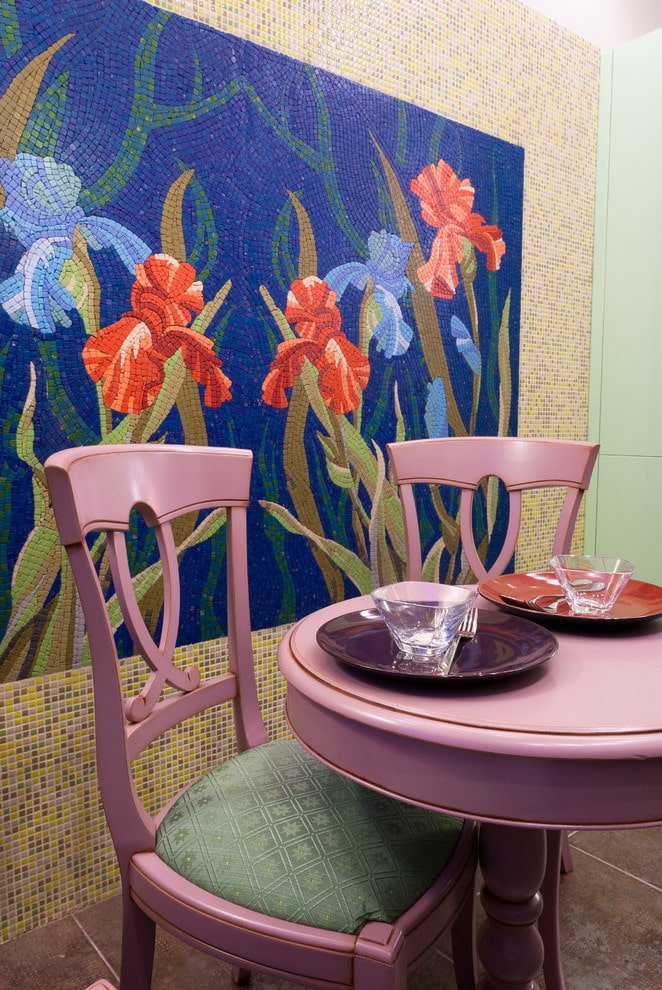 Images végétales en mosaïque à l'intérieur
