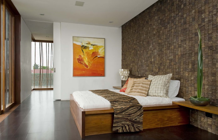 Carrelage mosaïque en noix de coco dans la chambre