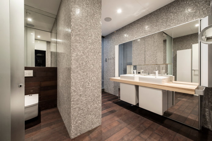 mosaïque grise dans la salle de bain