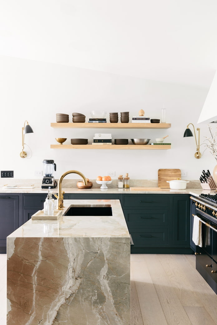 comptoir en marbre beige