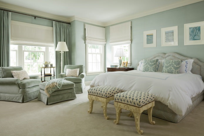 Chambre aux tons menthe pastel