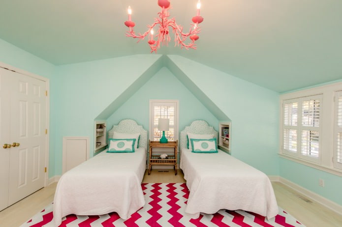 Chambre rose menthe