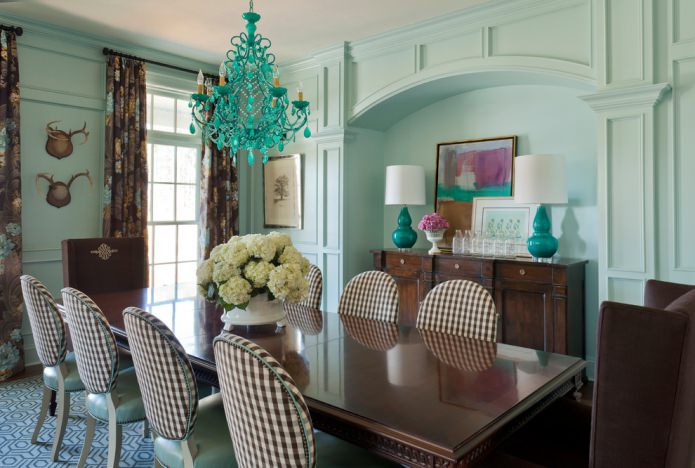 Intérieur marron et menthe