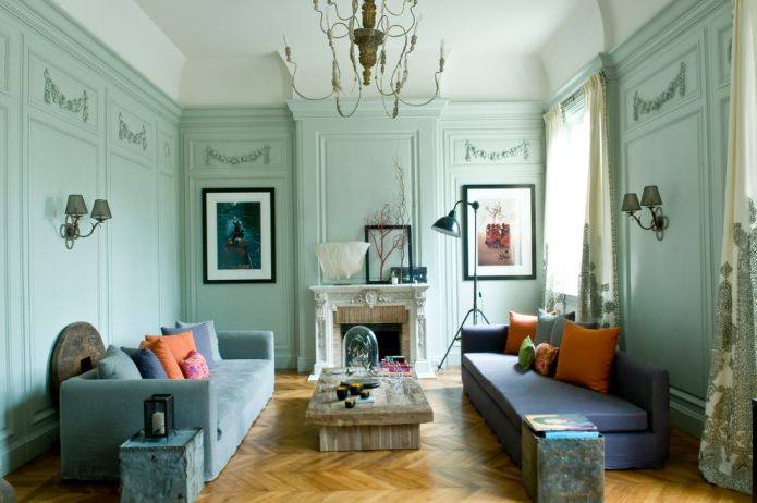 salon aux tons menthe