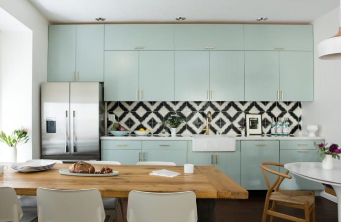 cuisine menthe dans un style minimaliste