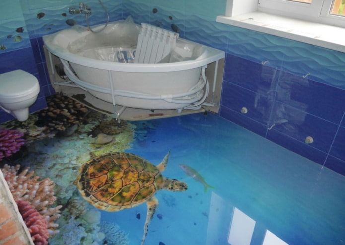 Sol 3D dans la salle de bain