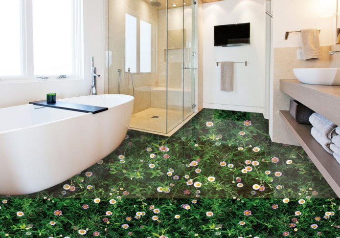 beau sol dans la salle de bain