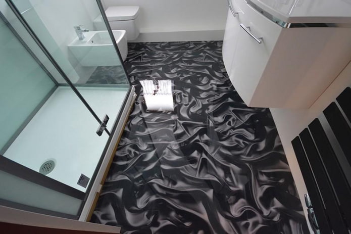 sol noir dans la salle de bain
