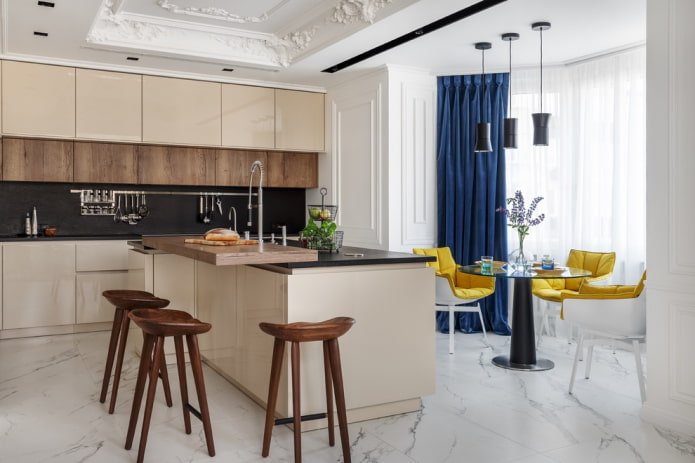 carrelage de sol en marbre à l'intérieur de la cuisine