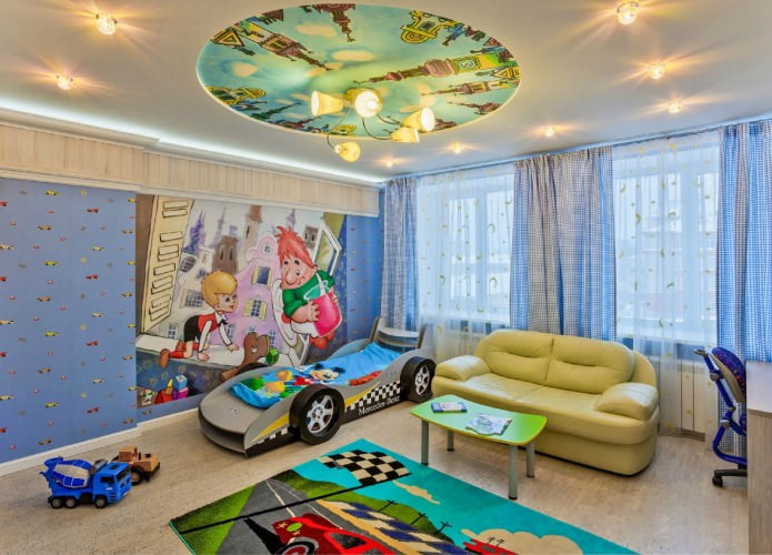 Impression photo sur un plafond tendu dans une chambre d'enfant