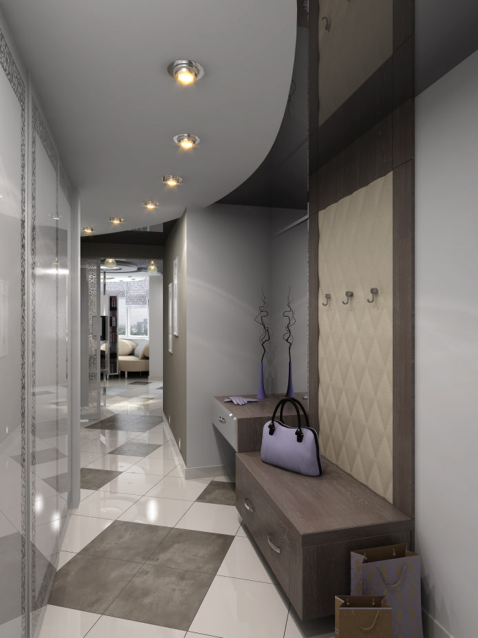 plafond tendu dans un couloir étroit