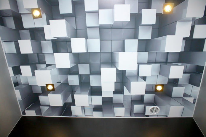 Plafond avec image de cubes volumétriques