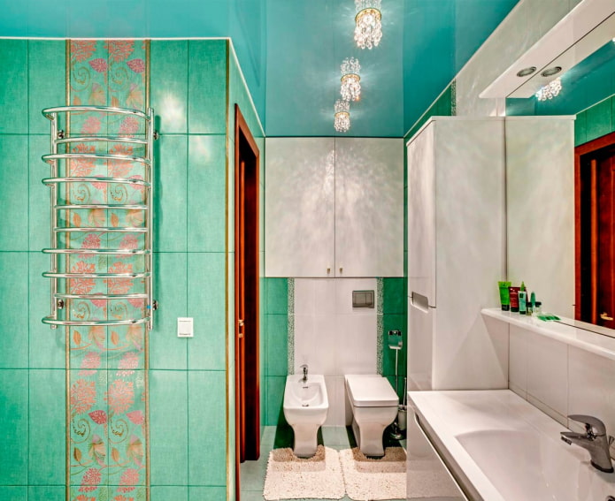 Plafond tendu turquoise à l'intérieur