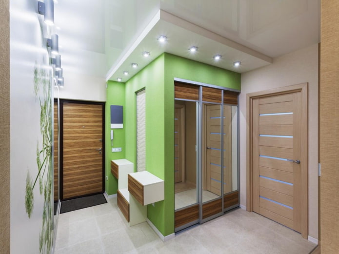 plafond tendu dans le couloir en forme de lettre G