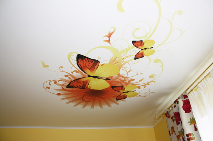 tissu tendu avec impression photo en forme de papillons