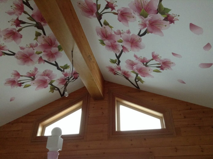 Tissu tendu avec impression photo dans le grenier