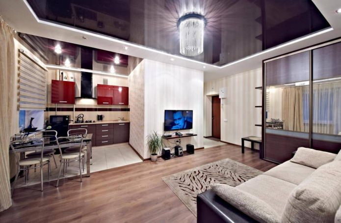 Plafond tendu dans la cuisine-salon