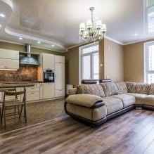 Plafonds tendus dans le salon : types, design, éclairage, 60 photos dans l'intérieur-1