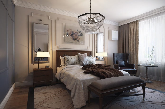 Intérieur de chambre de style néoclassique
