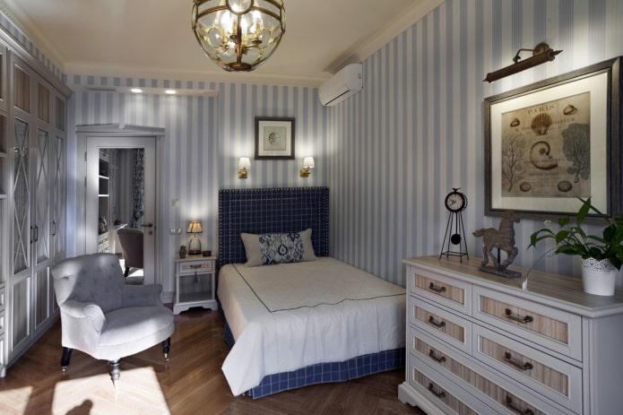 Intérieur d'une chambre d'enfant de style néoclassique