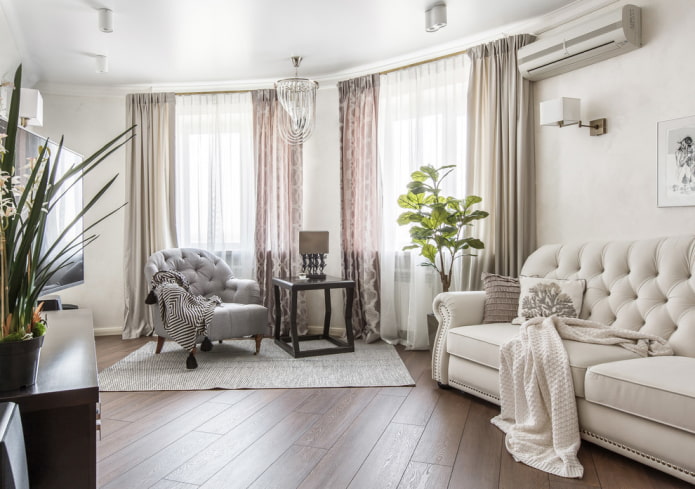 finition du sol dans un intérieur de style néoclassique