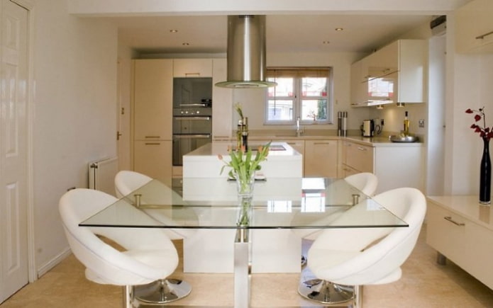 table avec plateau en verre