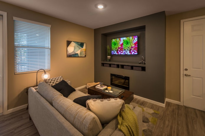 Téléviseur dans une niche dans le mur à l'intérieur