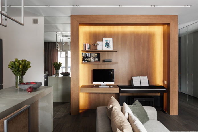 niche avec boiseries dans le salon