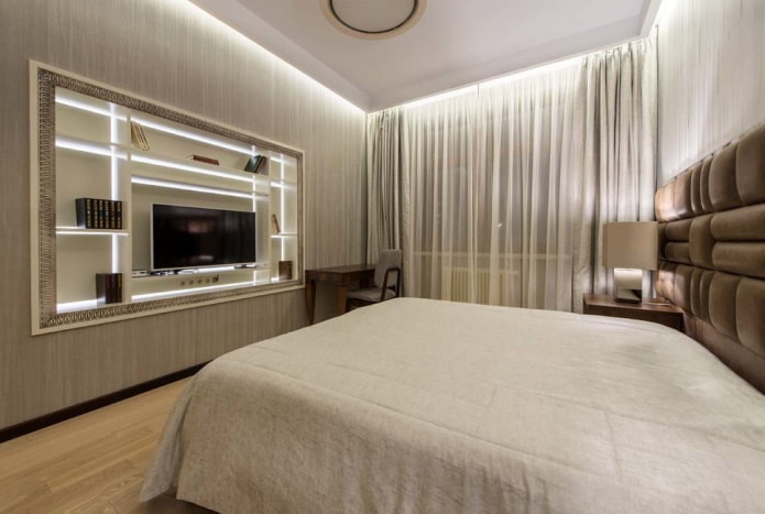 niche avec éclairage dans la chambre