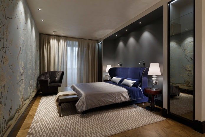 niche avec éclairage dans la chambre