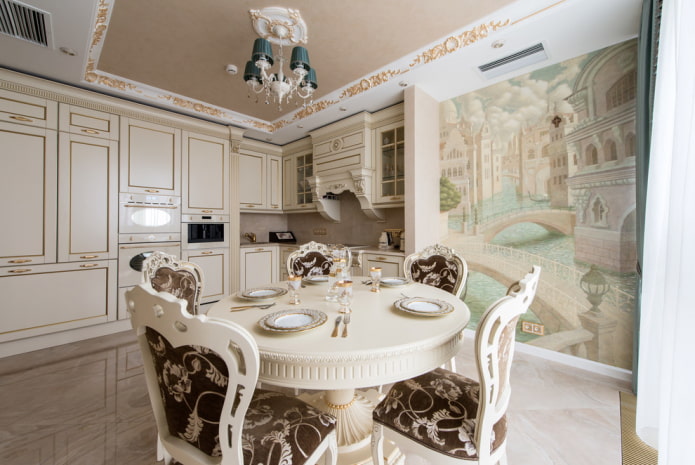niche avec fresque dans une cuisine
