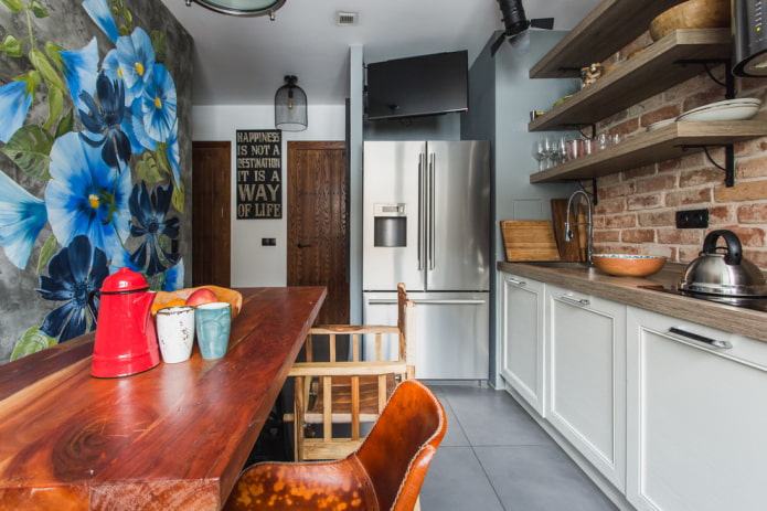mur avec niche à l'intérieur style loft