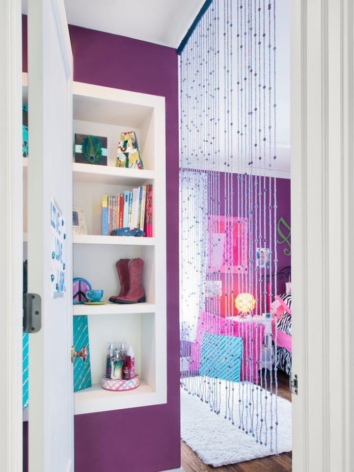 rideaux de fils avec perles