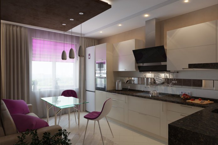 Table en verre dans la cuisine