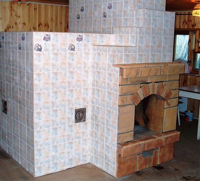 Revêtement du poêle avec du carrelage