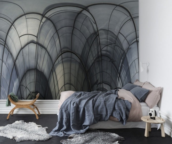 petite chambre au design minimaliste et finition avec papier peint 3D