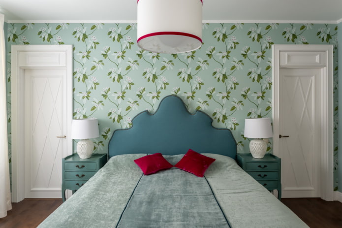 Papier peint menthe à motifs