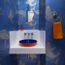 Papier peint pour la salle de bain : avantages et inconvénients, types, design, 70 photos d'intérieur-16