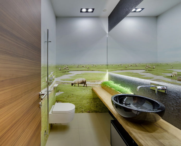 Papier peint photo dans les toilettes