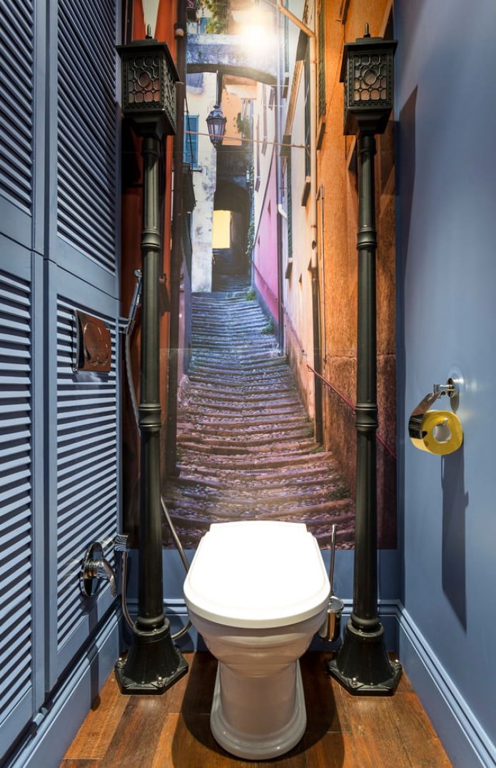 Intérieur d'une petite salle de bain avec stratifié