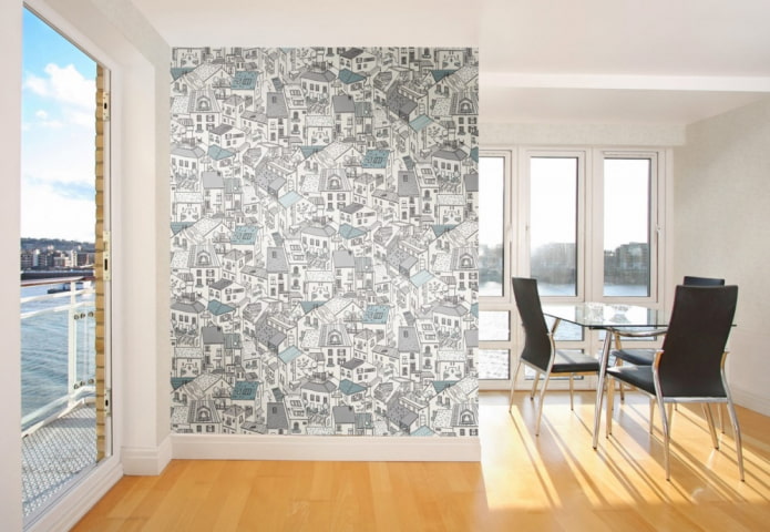 papier peint en papier avec un motif urbain à l'intérieur
