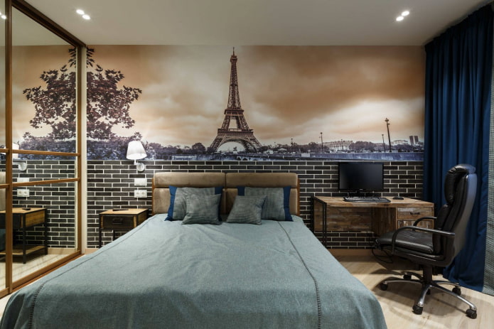 Papier peint avec une ville dans la chambre