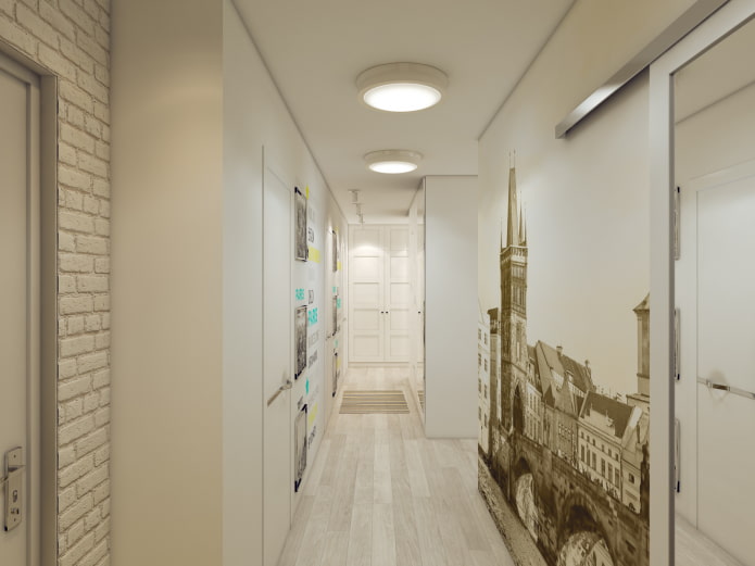 Papier peint ville dans le couloir