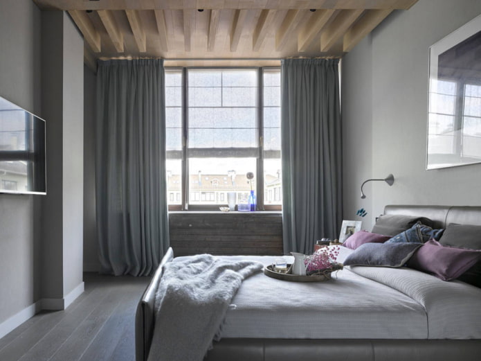 Murs gris, rideaux gris